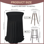 5 Pack Round Spandex Cocktail Table Tablecloths with Skirt, 32 x 43 Inch Black Stretch High Top Cocktail Table, alternate