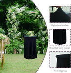 5 Pack Round Spandex Cocktail Table Tablecloths with Skirt, 32 x 43 Inch Black Stretch High Top Cocktail Table, alternate