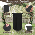 5 Pack Round Spandex Cocktail Tablecloths with Skirt - Stretch Table Covers for High Top Bar, Wedding, Party, alternate view