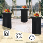 5 Pack Round Spandex Cocktail Tablecloths with Skirt - Stretch Table Covers for High Top Bar, Wedding, Party, alternate view