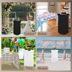 5 Pack Round Spandex Cocktail Tablecloths with Skirt - Stretch Table Covers for High Top Bar, Wedding, Party, alternate view