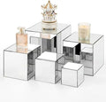 5 Pack Silver Mirror Acrylic Risers for Display, 3 to 6.5 Inch in Silver Mirror