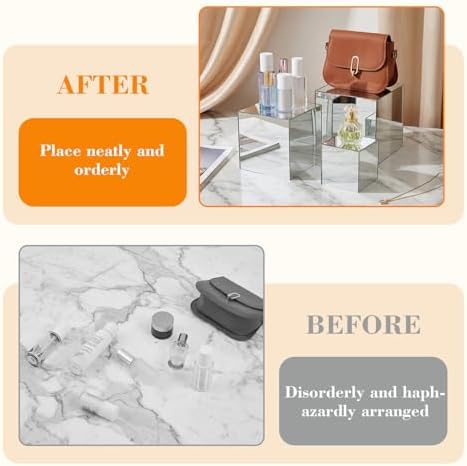 5 Pack Silver Mirror Acrylic Risers for Display, 3 to 6.5 Inch in Silver Mirror, alternate view 4