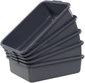 5-Pack Small Commercial Tote Box, 8 L Plastic Bus Box, Gray in Gray