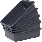5-Pack Small Commercial Tote Box, 8 L Plastic Bus Box, Gray in Gray
