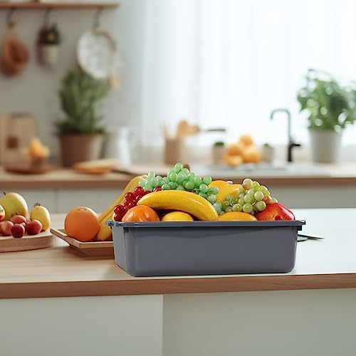 5-Pack Small Commercial Tote Box, 8 L Plastic Bus Box, Gray in Gray, alternate view 5
