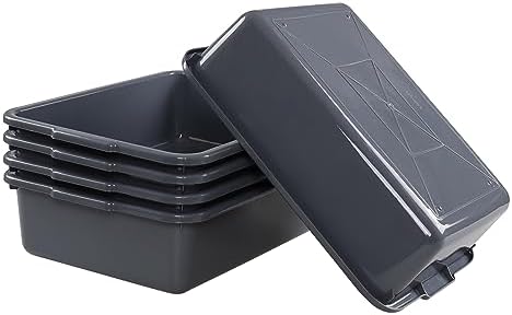 5-Pack Small Commercial Tote Box, 8 L Plastic Bus Box, Gray in Gray, alternate view 7