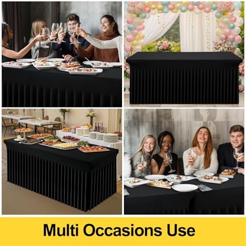 5 Pack Spandex Elastic Fitted Table Cloth Skirt for 6FT Table, alternate view 6