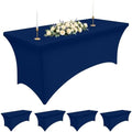 5 Pack Spandex Table Cloth 6FT, Elastic Fitted Navy Tablecloth in Navy