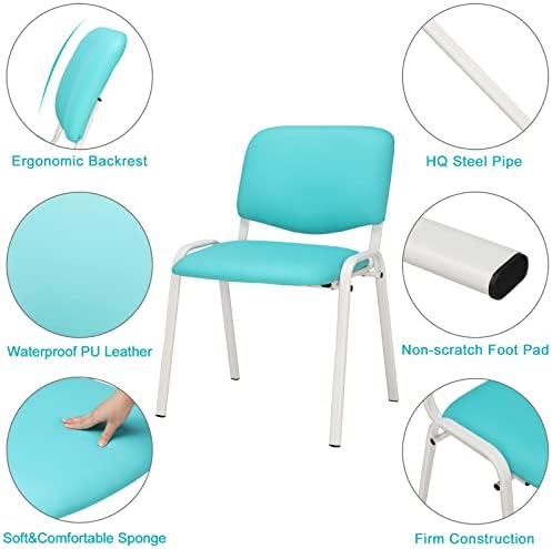 5-Pack Waiting Room Chairs, Stackable Chair for Office, Pu-Blue, alternate view 5