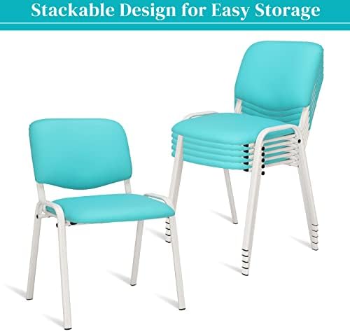 5-Pack Waiting Room Chairs, Stackable Chair for Office, Pu-Blue, alternate view 6