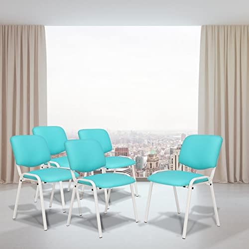 5-Pack Waiting Room Chairs, Stackable Chair for Office, Pu-Blue, alternate view 7