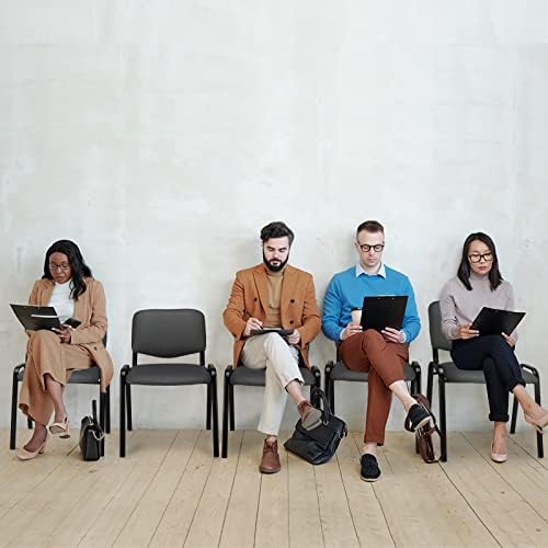 5-Pack Waiting Room Chairs, Stackable Chair for Office, Pu-Grey, alternate view 2