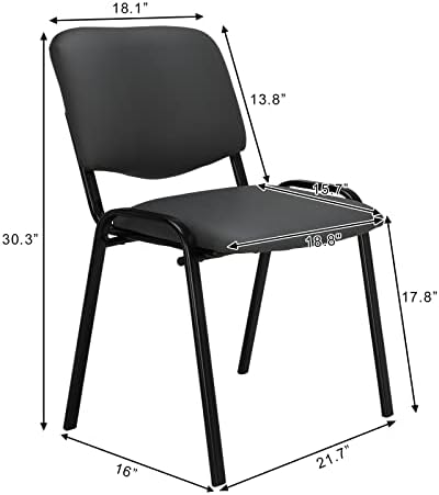 5-Pack Waiting Room Chairs, Stackable Chair for Office, Pu-Grey, alternate view 3