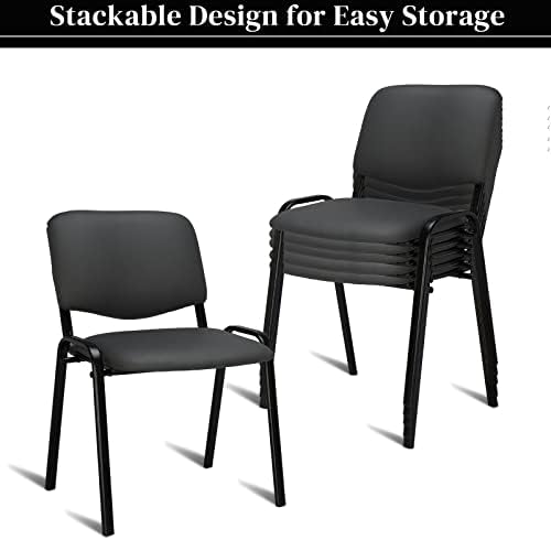 5-Pack Waiting Room Chairs, Stackable Chair for Office, Pu-Grey, alternate view 6