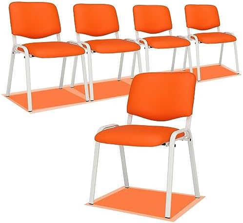 5-Pack Waiting Room Chairs, Stackable Chair for Office, Pu-Orange