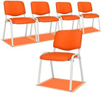 5-Pack Waiting Room Chairs, Stackable Chair for Office, Pu-Orange