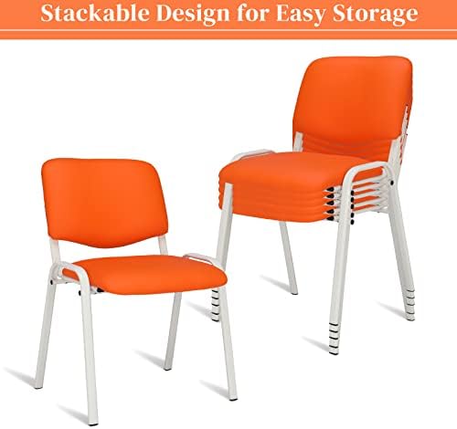 5-Pack Waiting Room Chairs, Stackable Chair for Office, Pu-Orange, alternate view 4