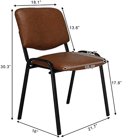 5-Pack Waiting Room Chairs, Stackable Chair for Office, Pu-Rustic, alternate view 3