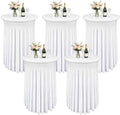 5 Pack White Cocktail Table Covers - 32 x 43 Inch Stretch Spandex Cocktail Tablecloths with Skirt Round Stretch