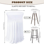 5 Pack White Cocktail Table Covers - 32 x 43 Inch Stretch Spandex Cocktail Tablecloths with Skirt Round Stretch, alternate
