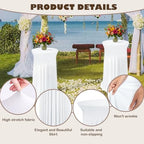 5 Pack White Cocktail Table Covers - 32 x 43 Inch Stretch Spandex Cocktail Tablecloths with Skirt Round Stretch, alternate