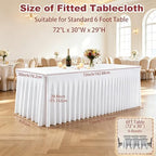 5 Pack White Spandex 6ft Rectangle Tablecloths with Skirts, alternate view 2