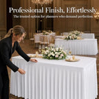 5 Pack White Spandex 6ft Rectangle Tablecloths with Skirts, alternate view 5