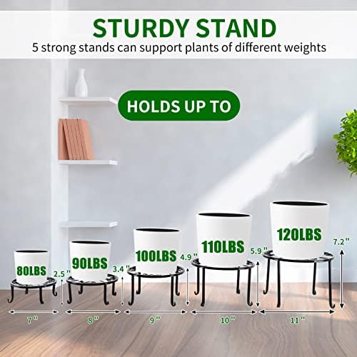 5 packs Rustproof Metal Plant Stands for Multiple Plant, Heavy Duty Plants Holder Outdoor Indoor, Round Wrought, alternate