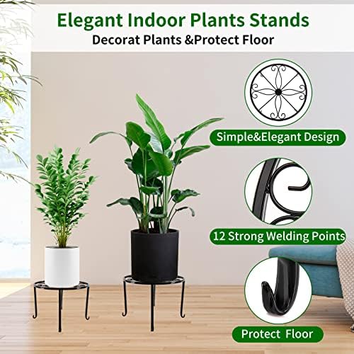5 packs Rustproof Metal Plant Stands for Multiple Plant, Heavy Duty Plants Holder Outdoor Indoor, Round Wrought, alternate