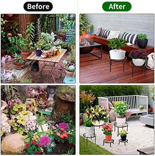 5 packs Rustproof Metal Plant Stands for Multiple Plant, Heavy Duty Plants Holder Outdoor Indoor, Round Wrought, alternate