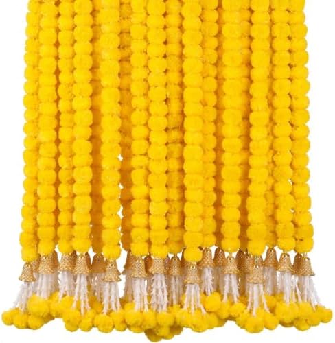 5 Pc 5 feet Long Marigold Garland for Decoration Long Strands Artificial Marigold Flowers | Indian Décor for