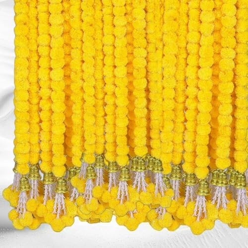 5 Pc 5 feet Long Marigold Garland for Decoration Long Strands Artificial Marigold Flowers | Indian Décor for, alternate view