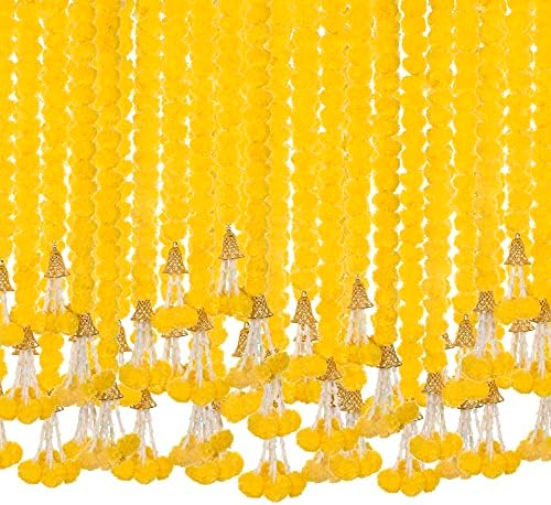 5 Pc 5 feet Long Marigold Garland for Decoration Long Strands Artificial Marigold Flowers | Indian Décor for, alternate view
