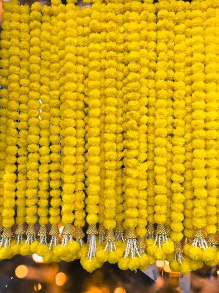 5 Pc 5 feet Long Marigold Garland for Decoration Long Strands Artificial Marigold Flowers | Indian Décor for, alternate view