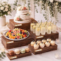 5 Pcs 15" 14" 13" 12" 11" Extra Large Wood Buffet Risers Set Rectangle Display Stands Catering Dessert Table