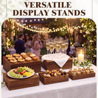 5 Pcs 15" 14" 13" 12" 11" Extra Large Wood Buffet Risers Set Rectangle Display Stands Catering Dessert Table, alternate view