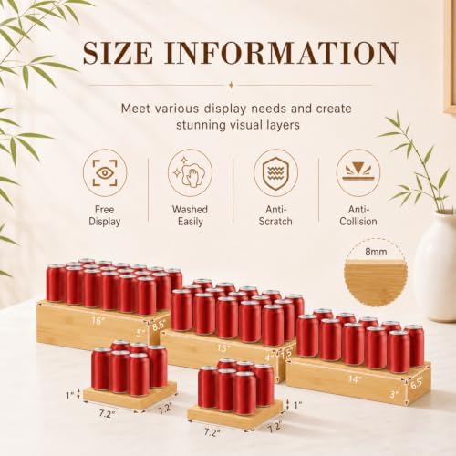 5 Pcs 16 in Buffet Display Risers Set, Bamboo, Extra Large in Large in Bamboo, alternate view 2