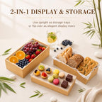 5 Pcs 16 in Buffet Display Risers Set, Bamboo, Extra Large in Large in Bamboo, alternate view 3
