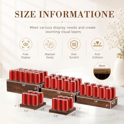 5 Pcs 16 in Buffet Display Risers Set, Dark Wood, Extra Large in Large in Dark Wood, alternate view 2