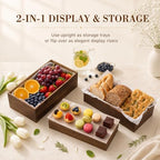5 Pcs 16 in Buffet Display Risers Set, Dark Wood, Extra Large in Large in Dark Wood, alternate view 3