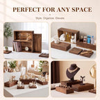 5 Pcs 16 in Buffet Display Risers Set, Dark Wood, Extra Large in Large in Dark Wood, alternate view 6