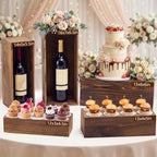 5 Pcs 16 in Buffet Display Risers Set, Dark Wood, Medium in Medium in Dark Wood