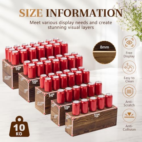 5 Pcs 16 in Buffet Display Risers Set, Dark Wood, Medium in Medium in Dark Wood, alternate view 2