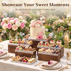 5 Pcs 16 in Buffet Display Risers Set, Dark Wood, Medium in Medium in Dark Wood, alternate view 4