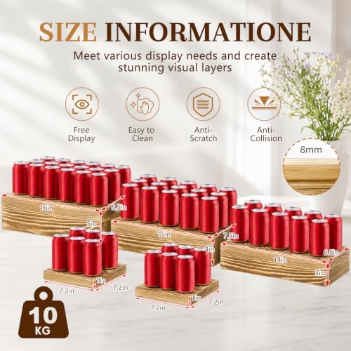 5 Pcs 16 in Buffet Display Risers Set, Light Wood, Extra Large in Large in Light Wood, alternate view 2