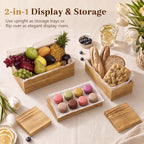 5 Pcs 16 in Buffet Display Risers Set, Light Wood, Extra Large in Large in Light Wood, alternate view 4