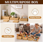 5 Pcs 16 in Buffet Display Risers Set, Light Wood, Extra Large in Large in Light Wood, alternate view 6
