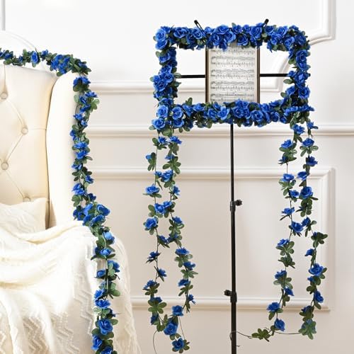 5 Pcs 41Ft Flower Garland Rose Vines, Sapphire Floral Garland Flower Vines in Sapphire, alternate view 3