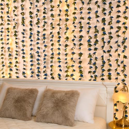 5 Pcs 41Ft Flower Garland Rose Vines, Sapphire Floral Garland Flower Vines in Sapphire, alternate view 5